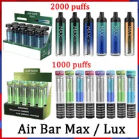 Hava Bar Max Lux Tek Kullanımlık Cihaz Pods E Sigara Airbar 1250 mah Kartuşları Tercih Edilen 6.5ml Marş Kimleri 12 Renkler Buharlaştırıcı Yağ Arartıları
