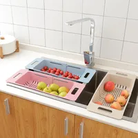 تنظيم تخزين المطبخ قابل للتعديل صحن تجفيف الصحراء استنزاف سلة غسل الخضار الفاكهة تجفيف الرف منظم الأداة