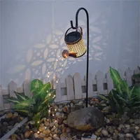 Star Shower Garden Solar Art Light Watering Can Lights Sprinkler Outdoor Garden Decor LED Lamp Yard Fairy Waterfall Lights Q0811