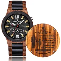 Relógios de pulso para meu filho personalizar moda noz natural walnut relógio de pulso de madeira homens luminosas mãos conclusão de calendário data de negócios exibir luxo