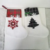 Julpåsar Burlap Strumpor Partihandel Pet Dog Plaid Paw Stocking Presentfestival Socks