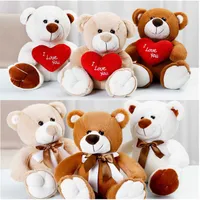 Heart Bear Bow Tie Bear Peluche Bambola Carino Cartoon Teddy Bear Regalo San Valentino S Giorno Regalo Peluche Giocattoli 25cm