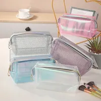 Multifunction Cosmetic Bags impermeável Bolsa de Armazenamento Transparente PVC Zipper Travel Makeup Organizador Clear Case Hospedar