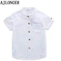 Ajlonger camisa casual bebé niño niño algodón manga corta blusa para niños niños niños camisas blancas 220222