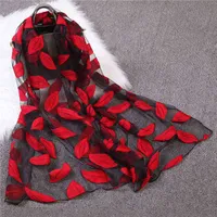 Olome mode tunna löv Skriv ut halsduk kvinnor Kvinna gul röd strand halsduk för damer sjal stal 165 * 65cm Y1108