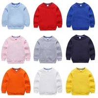 Children Autumn Sweatershirt Long Sleeved Solid Color Sweater Kids Designer Sweatshirt Cotton Plain Boys Round Neck Shirt 210911