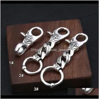 Rings JewelryBrand 925 Sterling Vintage Handmade Chain American European Antiqeu Sier Fashion Aessories Key Ring Punk Drop Delivery 2021 EFKY EFKY