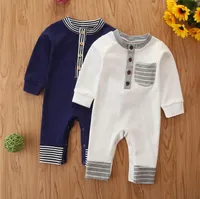 Baby Boy Clothes Striped Infant Boys Romper Long Sleeve Toddler Jumpsuits Cotton Children Designer Playsuit Boutique Kids Clothing DW5806