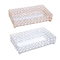 Storage Boxes & Bins Crystal Cosmetic Tray Decorative Vanity Mirrored Jewelry Trinket Organizer Trays Pastry