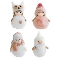 Decorações de Natal brancas de pelúcia anjo menina de neve pingente Santa Claus Elk Doll Salavões de Natal Tree Merry Decor Gifts Gifts