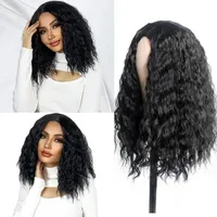 Synthetic Wigs Afro 16 18 20 Inch Black Curly For Women Short Bob Glueless Heat Resistant Preplucked Deep Wave Hair Look Natural