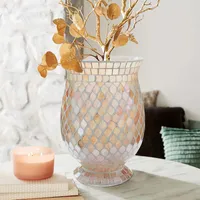 Wazony Big Bully Flower Vase Gold Matka Pearl Shell Mozaika Płytka Handmade Salon Decor Gift Table Jar