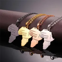 المجوهرات الإثيوبية العصرية جودة عالية الهيب هوب سبائك قلادة الذهب 4 اللون قلادة سلسلة أفريقيا خريطة قلادة هدية للرجال / النساء