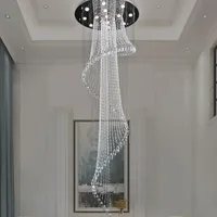 Kroonluchters moderne spiraalvormige kristal trap plafond kroonluchter loft theater creatieve villa hal lange hangende lamp