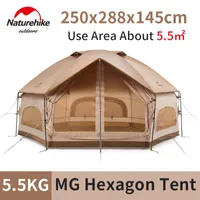 Zelte und Unterkünfte Naturehike Outdoor Portable Yurt Sechseckal Camping Zelt 3-4 Personen 210t Wandern Reisefamilie Große winddichte Leicht zu Bui