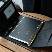 A5 A6 Light luxury office Business High-grade Meeting Loose Leaf Binder Spiral Notebook 6 Hole Metal buckle Diary planner Agenda 210611