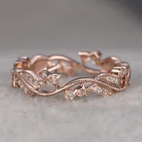 Zhenrong Lucky Flower Rattan лист алмазное кольцо с 14К розовым золотым золотым орнаментом 5W14