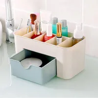 Förvaringslådor Bins Plast Makeup Organizer Borste Box med låda Bomull Swab Stick Case Escritori Organizador de Maquillaje