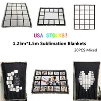 USA Warehouse DIY Sublimation Throw Blankets 9 15 20 Penels Heat Transper Printing Blay Shaped Blanks Soft Sofa Laps for Baby Prints 20pcsロット