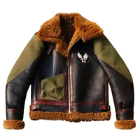Мужские куртки CDB3-3 Европейский американский размер Размер высокого качества Супер теплые подлинные овечья кожаное пальто Мужская большая B3 Sharling Bomber Merino меховая куртка