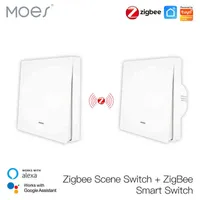 5PC Moes Tuya ZigBee Light Switch with Transmitter Kit No Neutral Wire No Capacitor Required works with Alexa Google Home Smart Life W220314