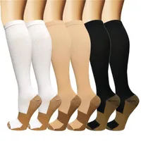 Erkekler Kadınlar Patchwork Uzun Çorap S-XXL Toptan Bakır Fiber Tüp Sıkıştırma Naylon Açık Spor Çorap
