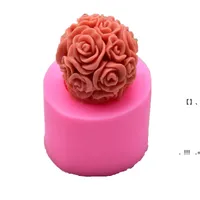 NewhandMade Velas DIY Molde de silicona 3D Rose Ball Aromatherapy Wax Molde de yeso Forma Velas Fabricación de Suministros EWD6417