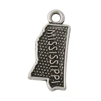Trendy Alloy Map Charms, Vintage American State Mississippi Map Alloy Charms Wholesale AAC800