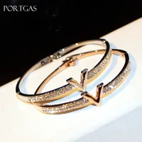 Lettre V Bracelets en cristal Bangles Bracelets pour femmes Bras Cuff Pultsiras Para comme Mulheres