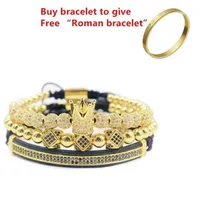 3pcs set+Ro numeral steel couple Charm bracelet crown for lovers bracelets for women men luxury jewelry tainls Gift Valentine's