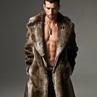الفراء الرجال المقلدة معطف المنك تسخين واحد ملابس الشتاء الطويلة LSJ5