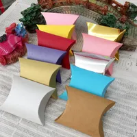 Embrulho de presente 10pcs/pacote a favor da caixa de doces Craft Paper Pillow Shape Boxes de casamento Bolsas de festa Promoção ecológica kraft