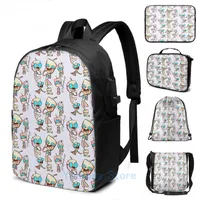 Backpack Funny Graphic Print HEE USB Charge Men School Bags Women Bag Travel Laptop