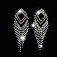 Dangle & Chandelier Earrings Jewelry Luxury Bling Crystal Rhinestone Long Tassel For Women Wedding Bridal Big Drop Earring Bijoux Delivery 2