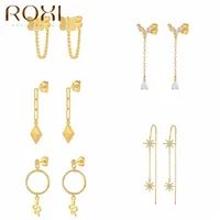 Stud ROXI Chain Pendientes Earrings For Women 925 Sterling Silver Butterfly Snake Rhombus Huggie Hip Hop Fine Jewelry