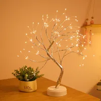 LED Night Light Tree Fairy Luzes Decoração de Casa Lâmpada Noite para Quarto Beedside Mesa Candeeiro USB e bateria Operado em estoque