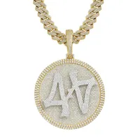 Pendant Necklaces Hip Hop Claw Setting + CZ Stone Bling Iced Out Big Rotatable 44 Round Pendants For Men Rapper Jewelry Drop