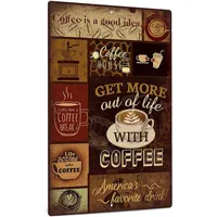 Paintings Retro Coffee Bar Vintage Aluminum Metal Sign Style Canvas Wall Decor For Restaurants Cafes Pubs Office