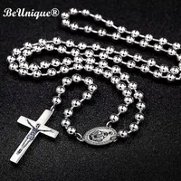 Man&#039;s Luxury steel catholic rosary Cross charm necklace pendant center piece,connectors, Christmas Religious Goods 210621