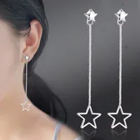 Długie Łańcuchowe Kolczyki Star Dla Kobiet Ear Line Moda Silver Drop Rok Prezenty Boucle d'Oreille Pendante E135-5 Dynda żyrandol