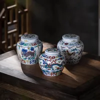 Vasen Chenghua Doucai Tianzi Pot Kleine Keramik Tee Jar Antique Ming und Qing-Dynastien Retro chinesische Ornamente