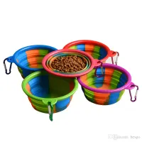 Camouflage Pet Bowl Silicone Colapignes Pliants Chiot Bols avec mousqueton Portable Animaux portables Bol pour chien pour alimentation en plein air Alimentation en eau