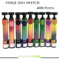 100% Oryginalny VIDE 2 W 1 Przełącznik Jednorazowy Vape Pen E Urządzenie papierosowe 2000 Puffs z baterią 950 mAh 3 + 3 ml napełnione 11 kolorów są dostępne VS Puff Bar Plus Bang XXL