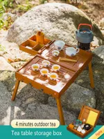Läger möbler utomhus trädgård trä picknickbord camping pliante tavolo da giardino resa bärbar vikande te uppsättning för balkong