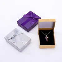 Bowknot Jewelry Set Gift Boxes Earring Ring Necklace Display Box Packaging Cases with Cardboard 9*7*3cm