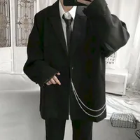 Женские костюмы Blazers 2021 роскошный классический черный черный хаки Япония стиль мужская цепь дизайн повседневная осень весенняя мода бренд свободный длинный су