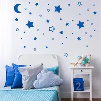 Etiquetas de pared 45pcs / set Mix Moon y estrellas para niños Habitación Dormitorio Calcomanías Hallow PVC Baby Nursery Decoración del hogar