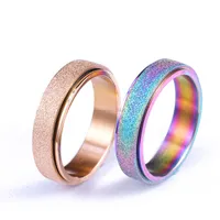 Goud Rosted RotaTable Band Rings Rvs Rainbow Finger Roterende Spinner Ringen voor Dames Mannen Mode-sieraden Will en Sandy