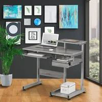 US STOCK TECHNI MOBILI Complete Computer Workstation Desk Meubles, Gris A06 A01