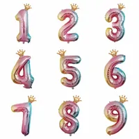 パーティーの装飾1セット32インチ虹の番号桁箔の箔の気球子供男の子の女の子お誕生日おめでとう赤ちゃんシャワー